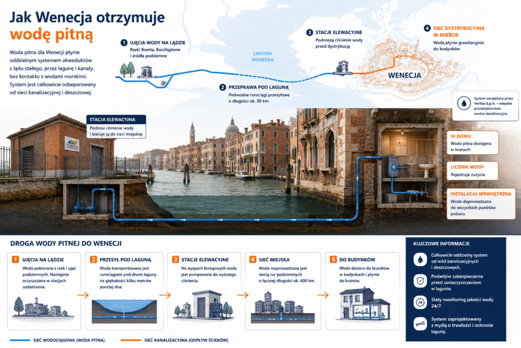 System wodociągowy Wenecji proces dostarczania wody